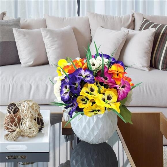 10 Bundles Artificial Flowers Plastic Plants Fake Silk Faux Flowers (Multicolor) - Picture 6 of 7